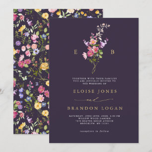Kleurrijke lente Wildflower Meadow Garden Wedding  Kaart