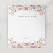 Kleurrijke lente Wildflower Meadow Garden Wedding  Plaatskaartje (Buitenkant ongevouwen)