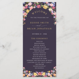 Kleurrijke lente Wildflower Meadow Garden Wedding  Programmakaart