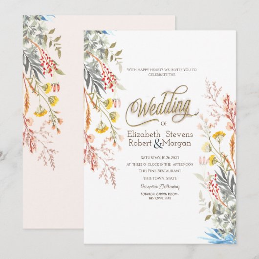 Kleurrijke lente Wildflower Meadow Gedroogde bruil Kaart (Voorkant / Achterkant)