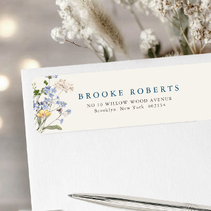 Kleurrijke lente Wildflower Meadow Tuin Adres Etiket