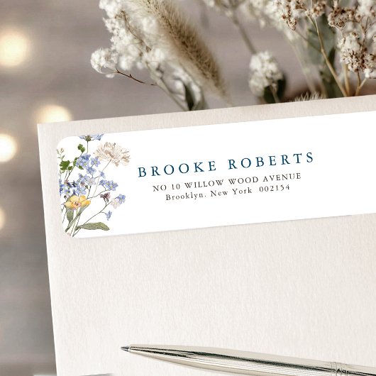 Kleurrijke lente Wildflower Meadow Tuin Adres Etiket