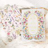 Kleurrijke Lente Wildflower Tuin QR Code Bruiloft Folie Uitnodiging