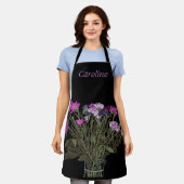 Kleurrijke lentebloem +Custom naam voor haar Schort (Gedragen)