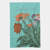 Kleurrijke lentebloemen + aangepaste naam theedoek (Verticaal)