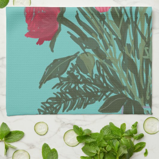 Kleurrijke  lentebloemen + aangepaste naam theedoek (Gevouwen)