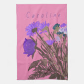 Kleurrijke  lentebloemen + aangepaste naam theedoek (Verticaal)