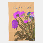 Kleurrijke lentebloemen + aangepaste naam theedoek (Verticaal)