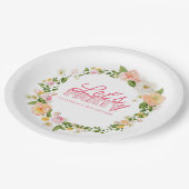 Kleurrijke lentebloemen belettering 100ste verjaar papieren bordje (Gekanteld)