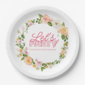 Kleurrijke lentebloemen belettering 100ste verjaar papieren bordje (Voorkant)