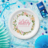 Kleurrijke lentebloemen belettering 50ste verjaard papieren bordje (Feest)