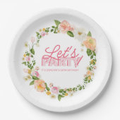 Kleurrijke lentebloemen belettering 50ste verjaard papieren bordje (Voorkant)