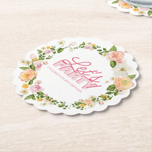 Kleurrijke lentebloemen belettering 90ste verjaard kartonnen onderzetters (Gekanteld)