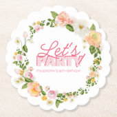 Kleurrijke lentebloemen belettering 90ste verjaard kartonnen onderzetters (Voorkant)