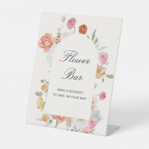 Kleurrijke Lentebloemen Boog Bloem Bar Reclamebord Met Voetstuk