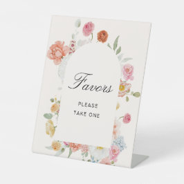 Kleurrijke Lentebloemen Boog Favorieten Reclamebord Met Voetstuk