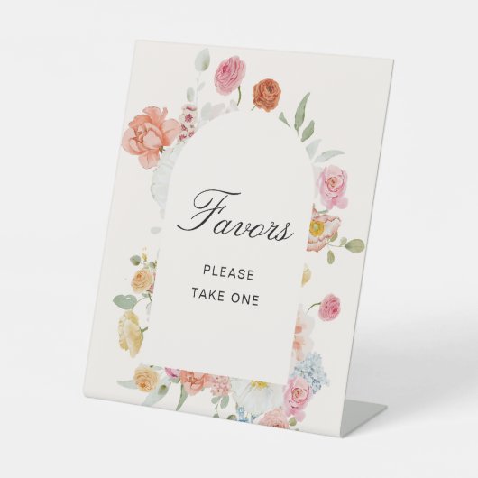 Kleurrijke Lentebloemen Boog Favorieten Reclamebord Met Voetstuk (Voorkant)