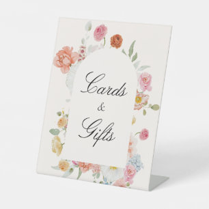 Kleurrijke Lentebloemen Boog Kaarten & Cadeaus Reclamebord Met Voetstuk