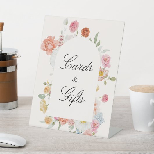 Kleurrijke Lentebloemen Boog Kaarten & Cadeaus Reclamebord Met Voetstuk (Insitu)