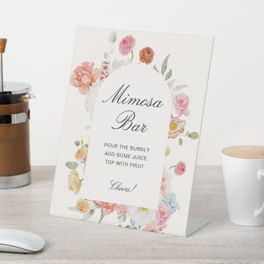 Kleurrijke Lentebloemen Boog Mimosa Bar Reclamebord Met Voetstuk (Insitu)