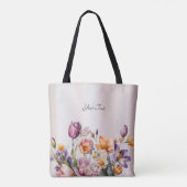 Kleurrijke lentebloemen Canvas tas (Achterkant)