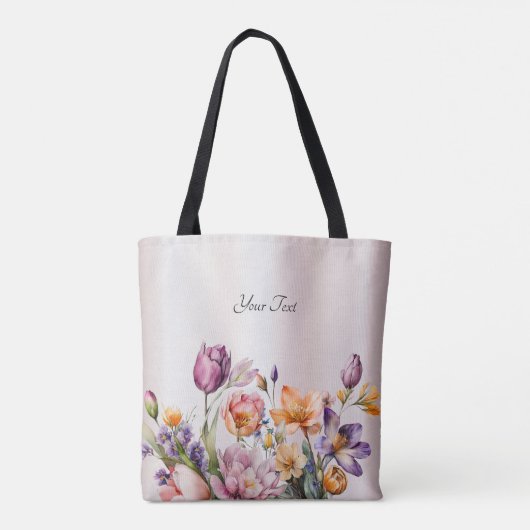 Kleurrijke lentebloemen Canvas tas (Achterkant)