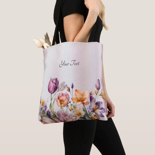 Kleurrijke lentebloemen Canvas tas (Dichtbij)