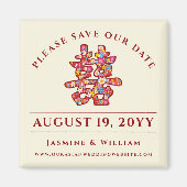 Kleurrijke lentebloemen Double XI Save the Date Magneet (Voorkant)