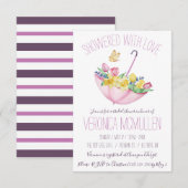 Kleurrijke lentebloemen en paraplu Vrijgezellenfee Kaart (Voorkant / Achterkant)