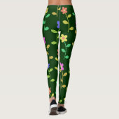 Kleurrijke lentebloemen groene leggings (Achterkant)
