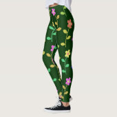 Kleurrijke lentebloemen groene leggings (Links)