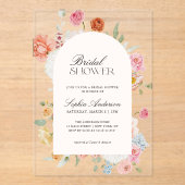 Kleurrijke lentebloemen kalligrafie Vrijgezellenfe Acryl Uitnodigingen (Voorkant)