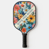 Kleurrijke Lentebloemen Monogram Pickleball Paddle (Voorkant)