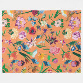 Kleurrijke lentebloemen Oranje achtergrond Fleece Deken (Voorkant (Horizontaal))