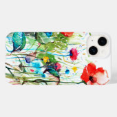 Kleurrijke lentebloemen & rode klaproos Waterverve Case-Mate iPhone Case (Achterkant (horizontaal))