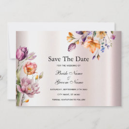 Kleurrijke lentebloemen slaan de datum op save the date