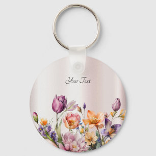 Kleurrijke lentebloemen Sleutelhanger