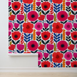 Kleurrijke lentebloemen Waterverf Bohemian Behang