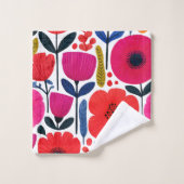 Kleurrijke lentebloemen Waterverf BOHO Monogram Bad Handdoek (Wasdoekje)