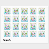 Kleurrijke Lentekonijn Paaseieren & Bloemen Vierkante Sticker (Vel)