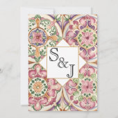 Kleurrijke Lentemix en Match Tegel Bruiloft Kaart (Achterkant)