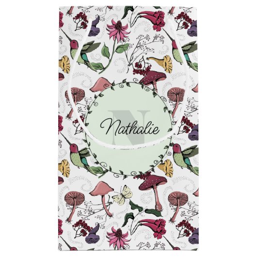 Kleurrijke lentetuin Hummingbird Floral Klein Cadeauzakje (Achterkant)