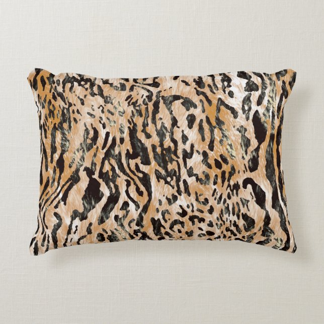 Kleurrijke Leopard Meter Textielpatroon Accent Kussen (Voorkant)