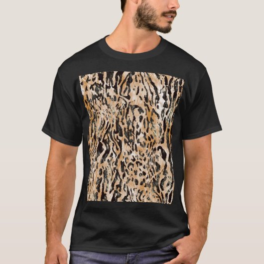 Kleurrijke Leopard Meter Textielpatroon T-shirt (Voorkant)