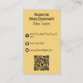 Kleurrijke leraar bijles Pen Patroon QR Code Visitekaartje (Achterkant)