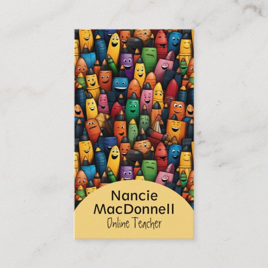 Kleurrijke leraar bijles Pen Patroon QR Code Visitekaartje (Voorkant)