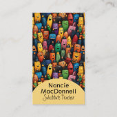 Kleurrijke leraar bijles penpatroon visitekaartje (Voorkant)