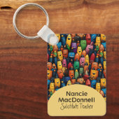 Kleurrijke leraar bijles waardering pen patroon sleutelhanger (Voorkant)