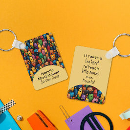 Kleurrijke leraar bijles waardering pen patroon sleutelhanger