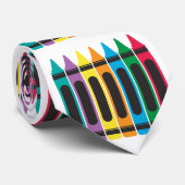 Kleurrijke Leraar Crayon School Patroon Retro Stropdas (Opgerold)